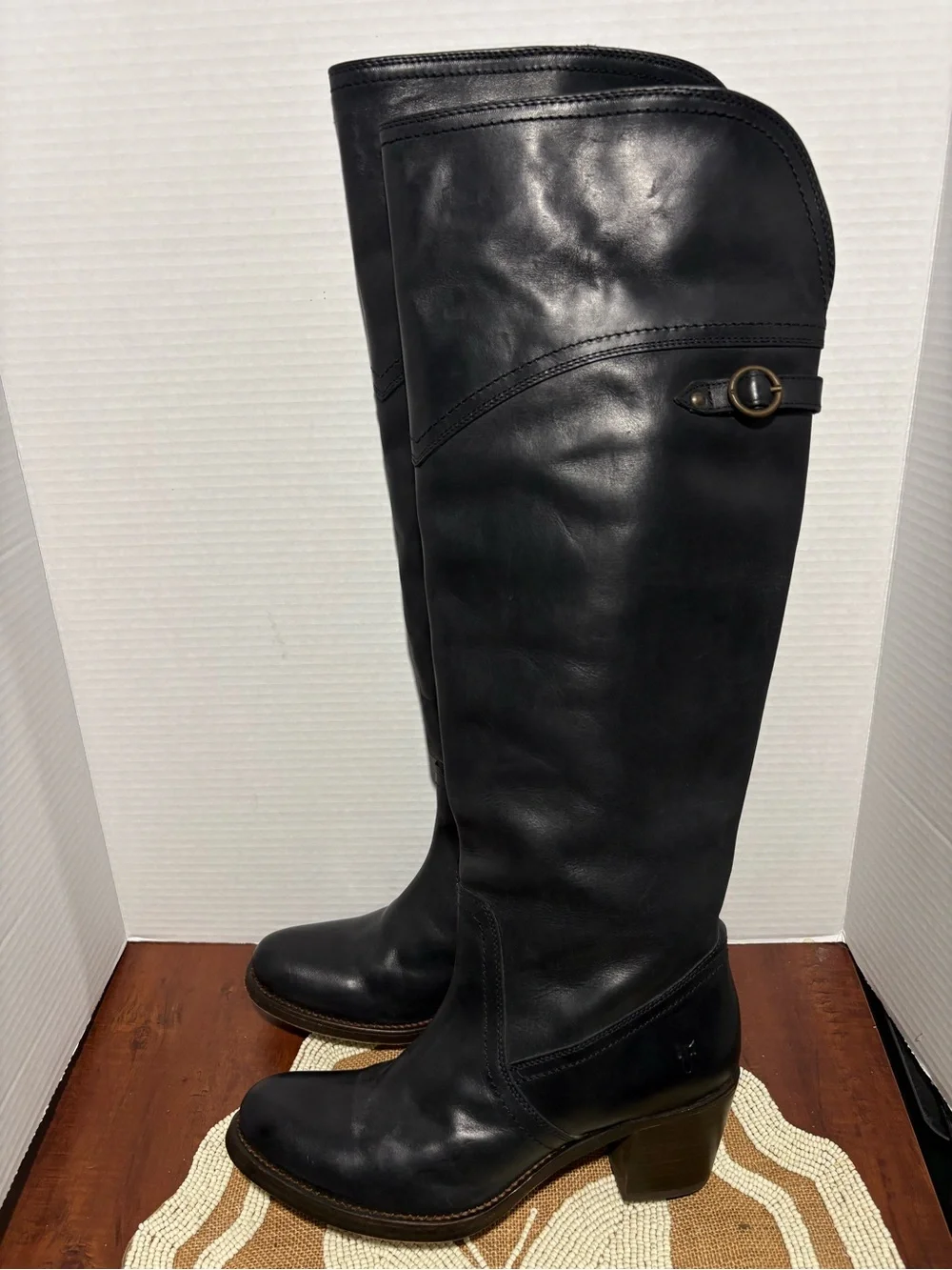 Frye Black Tall Leather Knee Boots